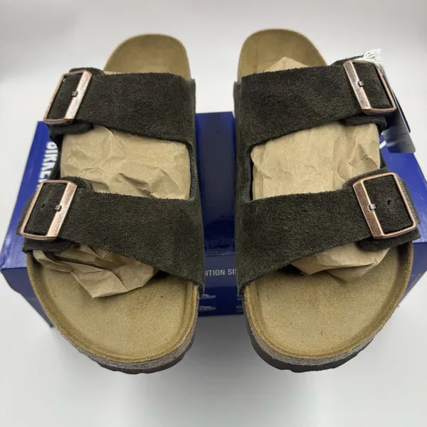 Birkenstock Arizona Mocca Brown Soft Footbed Suede Leather Women Sandals Size 10 - Image 5