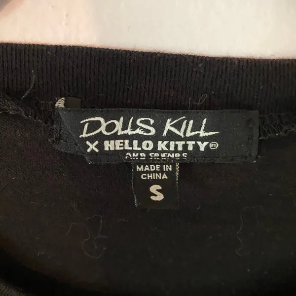 Dolls Kill Hello Kitty Friends Black Doomed Egg Long Sleeve Sheer Sleeve Small - Image 2