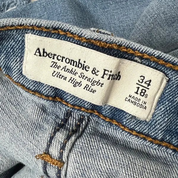 Abercrombie & Fitch Ankle Straight Jeans Plus Size 18 Short Light Wash Denim - Image 3