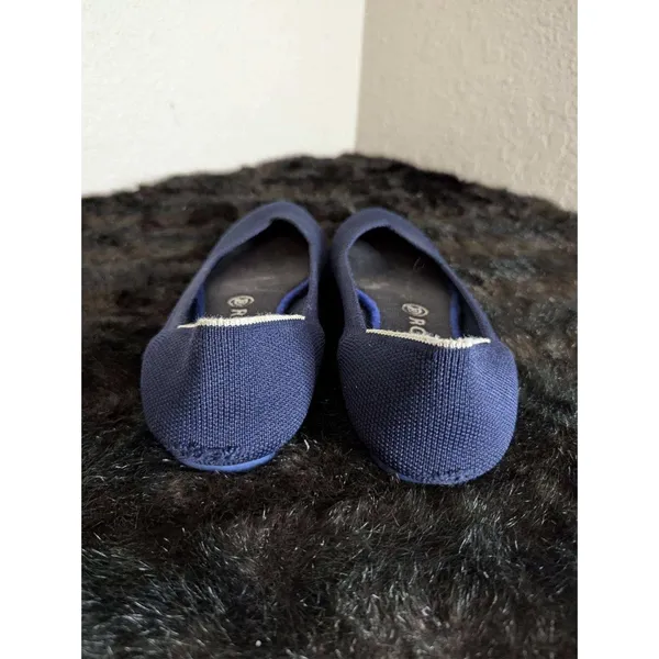 Rothy's Navy Blue The Round Toe Retired White Halo‎ Ballet Flats EUC Size 8.5 - Image 6