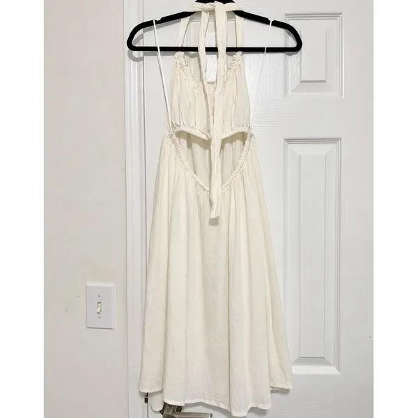 Elan Ivory Sheer Halter Mini Dress Open Back Cutout Resort Size Small NWT - Image 4