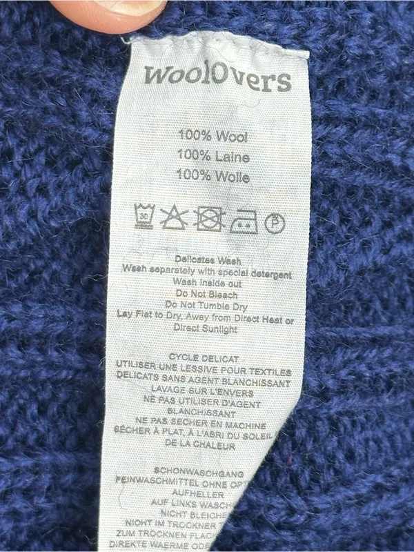 WoolOvers Women’s Small Navy Blue 100% Wool Cable Knit Sweater - Image 10