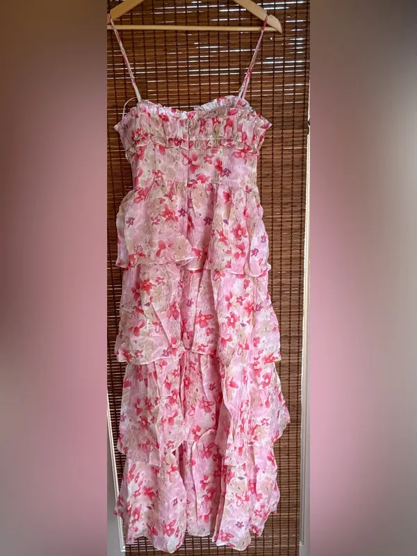 ASTR The Label Vonnessa Floral Tiered Maxi Dress Pink S NWT $168 - Image 9