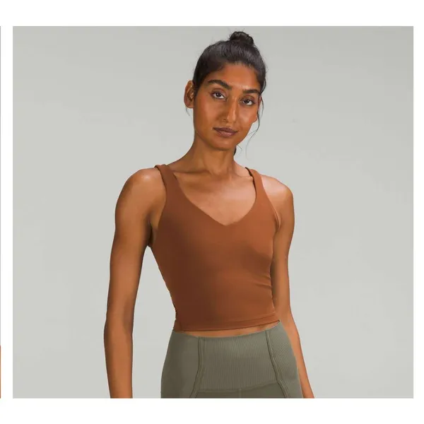 Lululemon Align Tank Top Women 4 Roasted Brown Nulu Built-in Bra Crop W1DUVS - Image 2