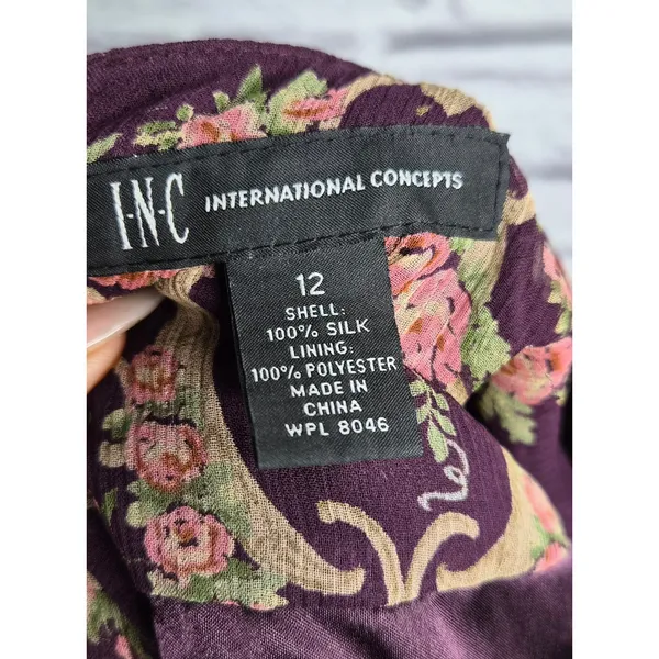 Vtg INC International Concepts 100% Silk Beaded Floral Skirt Size 12 Whimsigoth - Image 5