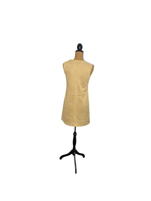 Max Studio Womens XS Faux Suede Mini Shift Dress Taupe Tan V Neck Pockets NWT - Image 4