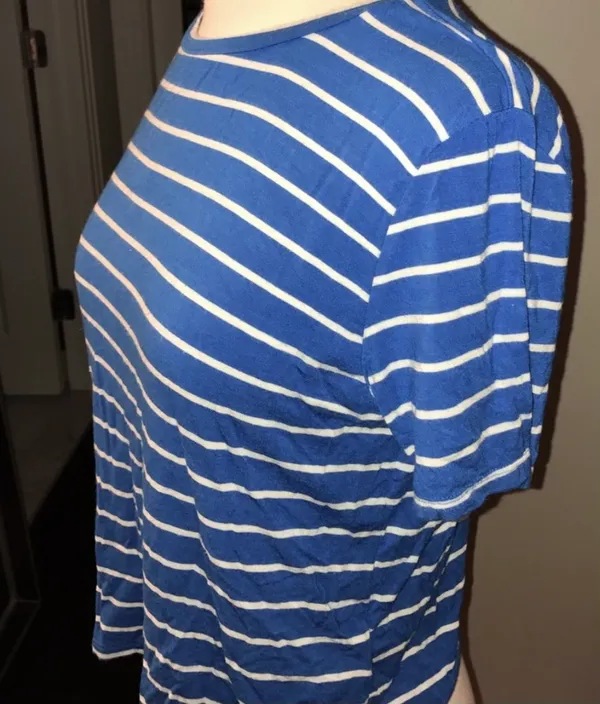 Abercrombie & Fitch Blue & White Striped Crewneck T-shirt - Image 2