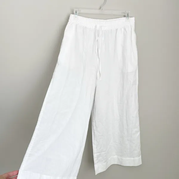 Athleta Size S White Cotton Dreams Culotte Wife Leg Cropped Crop Pants - Image 2