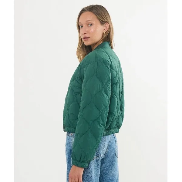 Marine Layer Avalon Lightweight Quilted Bomber Jacket Rainforest Green M NWT - Image 5