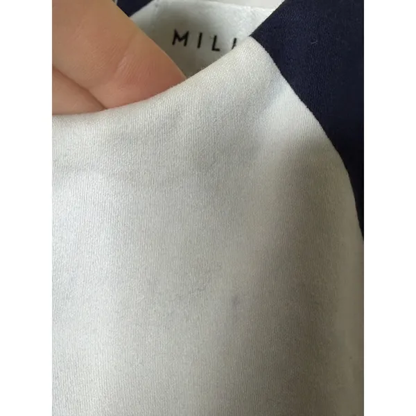 Milly Navy White Chevron Shift Mini Dress Size 6 Cotton Stretch - Image 5