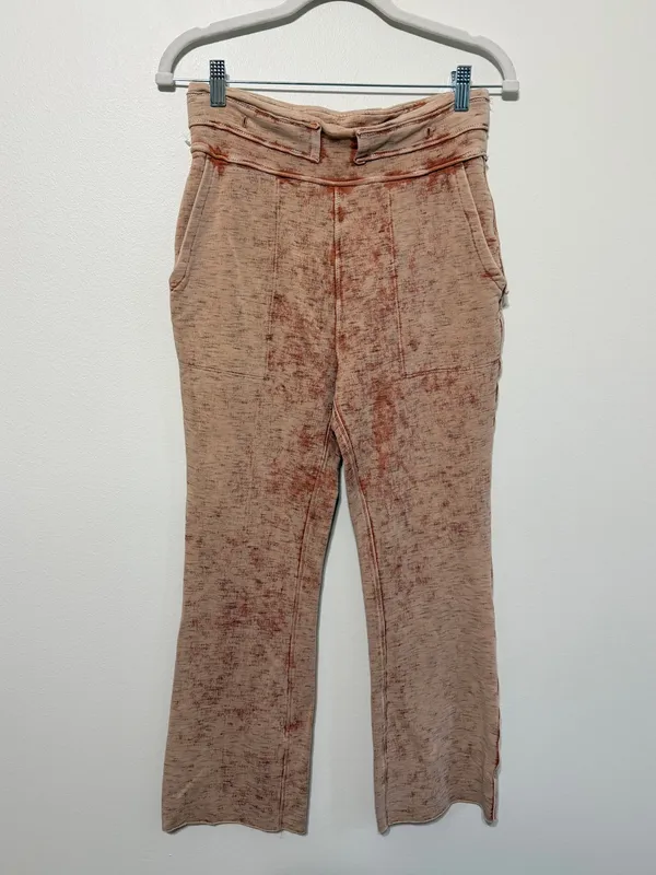 Free People Movement Comfy Acid Wash Lounge Flare Bootcut Pant Boho Size Small - Image 2