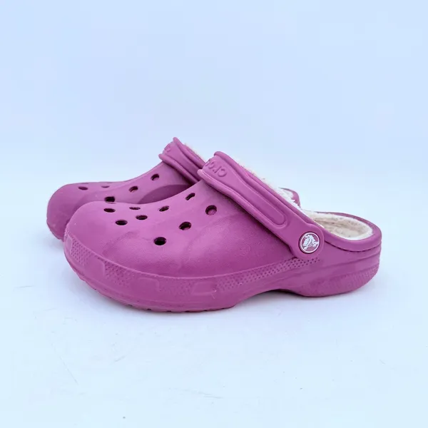 Crocs Women's Fuchsia Faux Fur Lined Classic Clogs Shoes Size 7 - Image 5