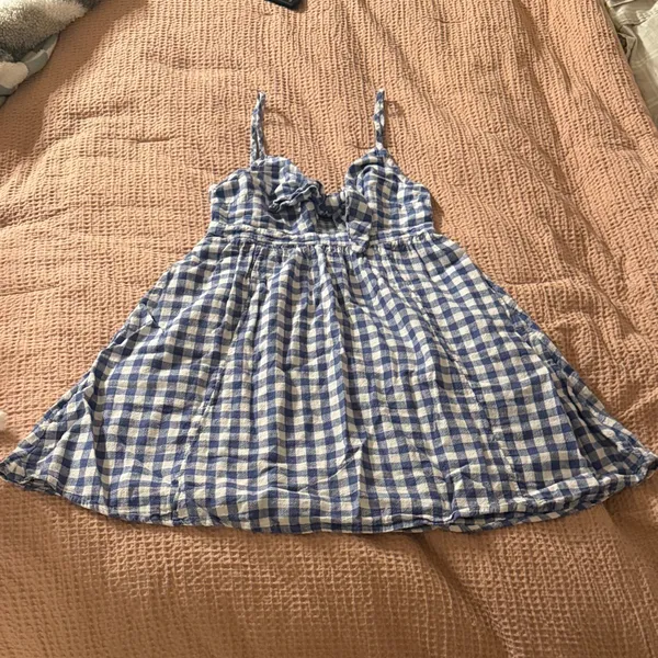 Blue and White Gingham Dress - Image 4