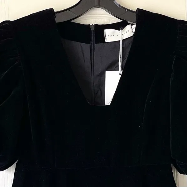 Par Violet National Anthem Velvet Babydoll Dress Mini Black‎ Small NWT - Image 6