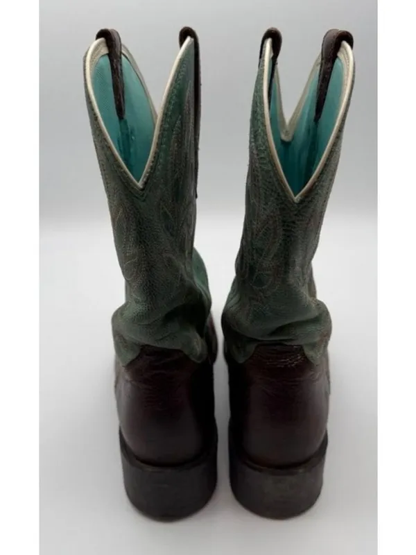 Ariat Cattle Drive Cowboy Boots Cowgirl Western Leather Brown/Teal Women's 8.5 B - Image 6
