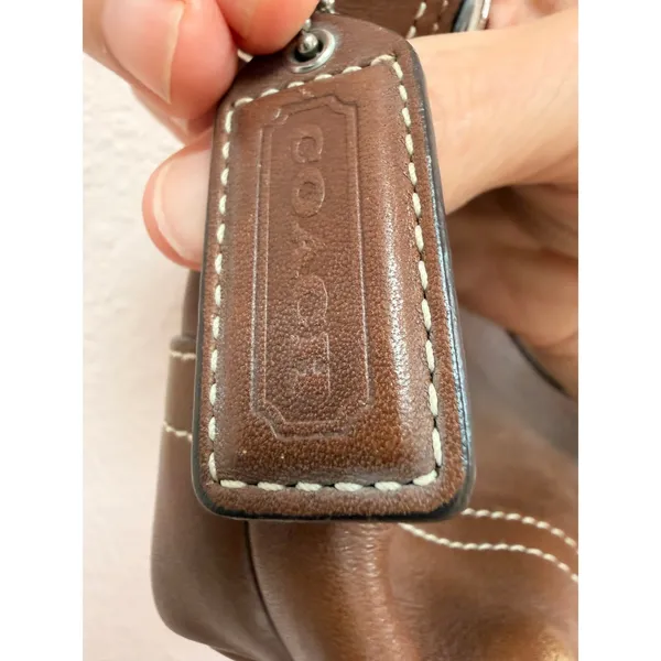 Coach Hampton Demi Baguette East West Brown Leather Vintage Premium Shoulder Bag - Image 10