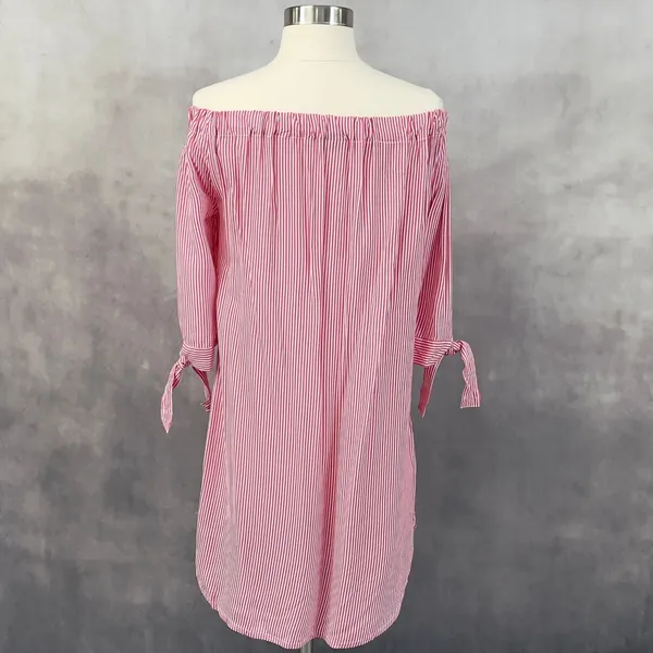 Lascana Off The Shoulder Striped Tunic Dress Size Small‎ Coastal Preppy Nautical - Image 2