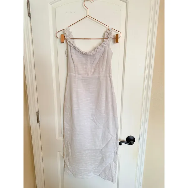 Petal + Pup Dress Womens 4 White Off Shoulder Ruffle Midi Cotton‎ ABG03 03629 - Image 3
