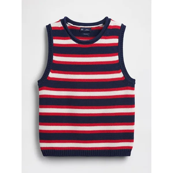 Gap Red White Blue 100% Cotton Sweater Vest XLARGE NWT Preppy USA - Image 6