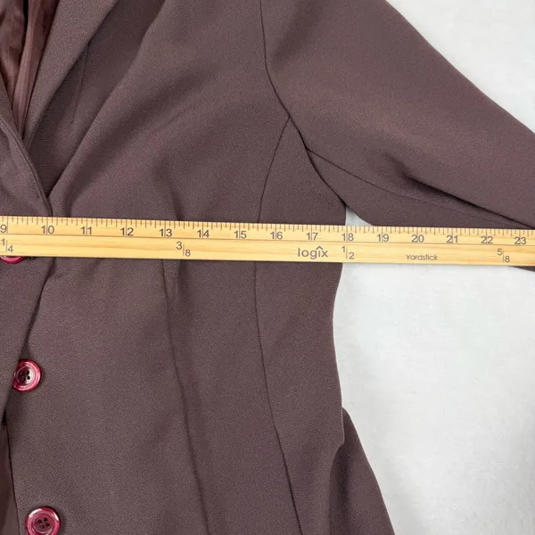 Koret Blazer Women Size 10 Brown 3-Button‎ Structured Office Professional - Image 4