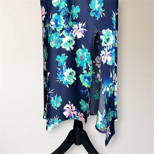 ASTR The Label Midnight Navy Satin Floral Midi Dress‎ S Autumn Wedding Guest NWT - Image 8