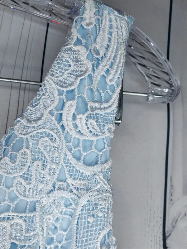 JJs House Light Blue Lace Bodice A-Line Midi Evening Formal Prom Gala Dress NWT - Image 3