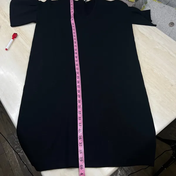 Lauren Ralph Lauren Black V-Neck Flutter Sleeve Knit Sweater Dress XL - Image 5