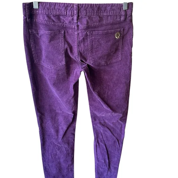 Tory Burch Purple Corduroy Pants with‎ Gold Embellishment Skinny Size 29 - Image 2