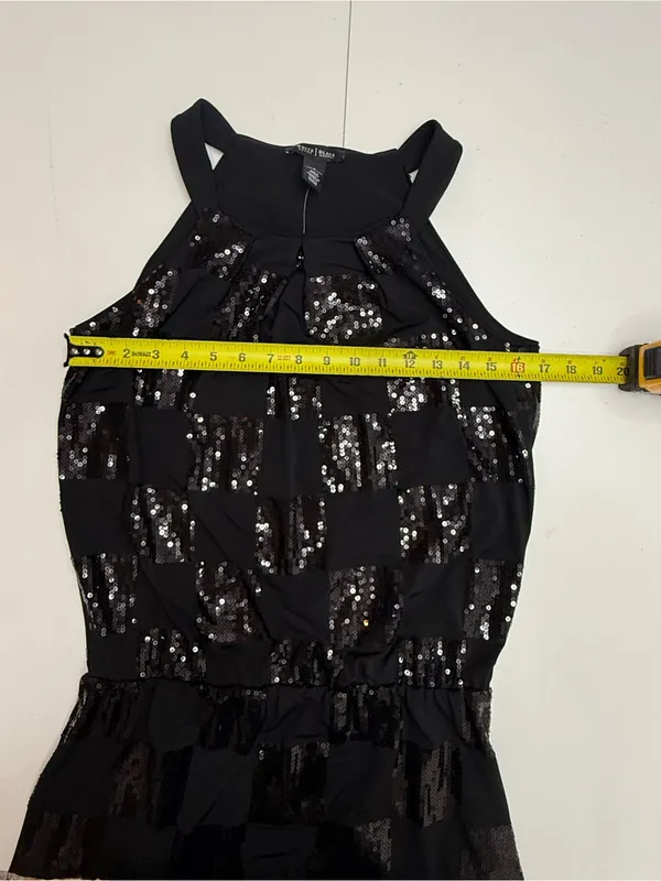 White House Black Market Sequin Check Halter Tunic Dress size S - Image 5