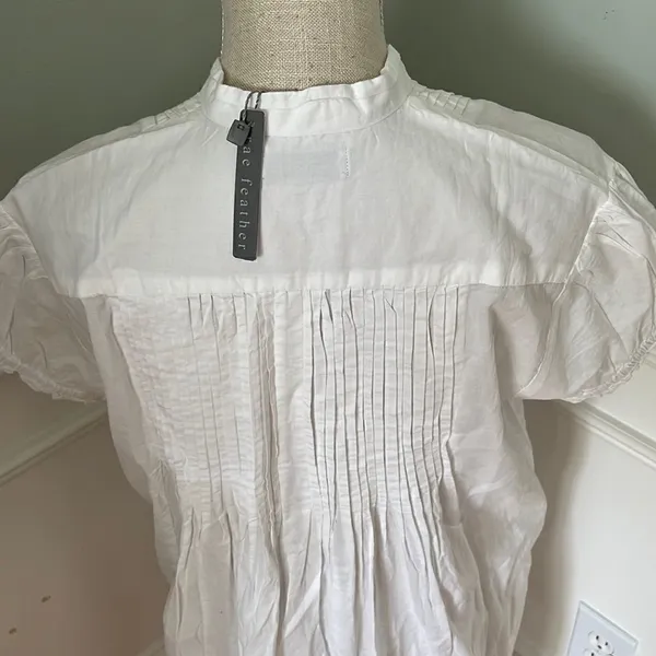Rae Feather White Organic Cotton Short Sleeve Shirt Dress NWT M - Image 3