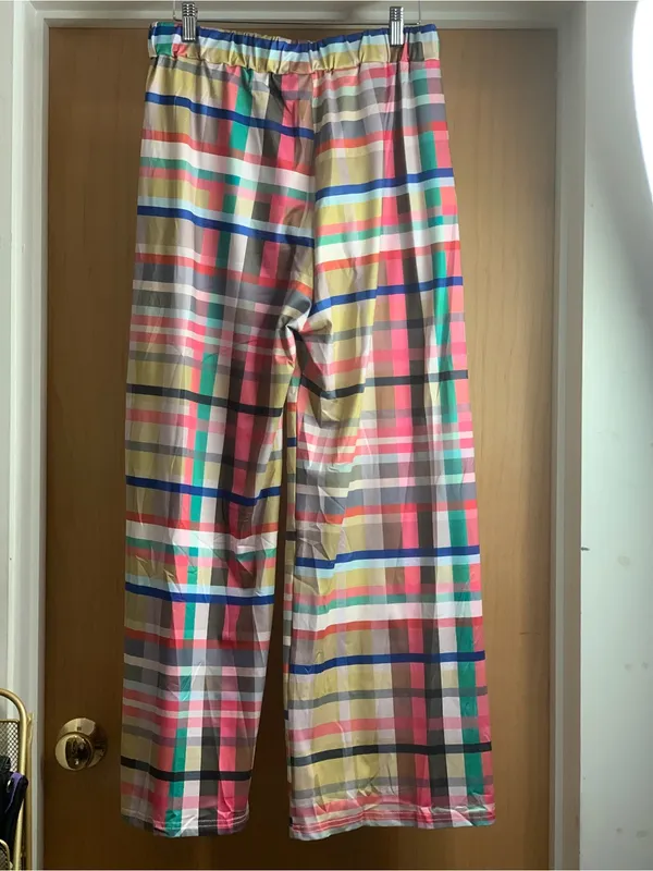 Unknown Pull On Plaid Pants W/ Pockets in Multicolor Size-Large Eclectic Preppy - Image 3