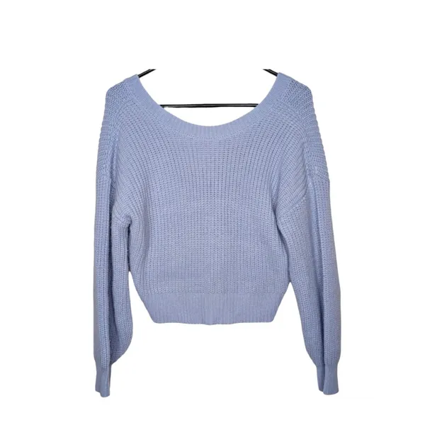 Lulus Blue Crop Reversible Knit Sweater XS‎ Balletcore Coquette Romantic Coastal - Image 2