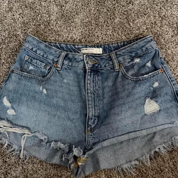 Garage Denim Cheeky Festival Blue Distressed Denim Shorts - Image 3
