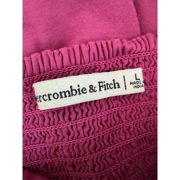 Abercrombie & Fitch Ruched Puff Sleeve Poplin Mini Dress Purple - Image 6