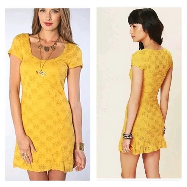 Intimately Free People‎ Daisy Godot square neck stretch lace skater dress M - Image 2
