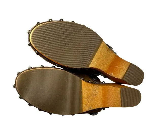 Dingo Woodstock DI 149 Brown Suede Turquoise Western Wooden Clogs Women's 8.5 - Image 3