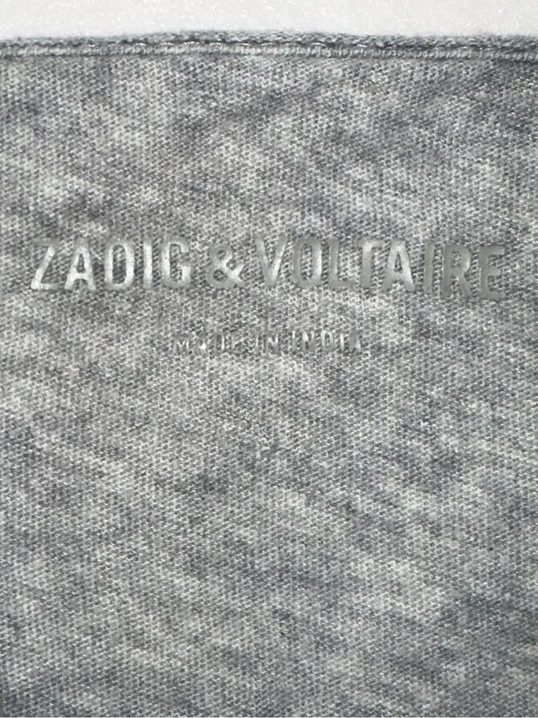 Zadig & Voltaire Gray Woman’s T-Shirt with Metallic Camo Skull Size Lg - Image 14