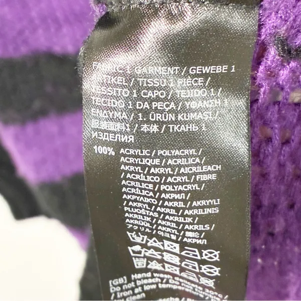 Killstar Gothic Goth Punk‎ Pullover Knit Sweater Salvia Striped Purple Size XS - Image 5
