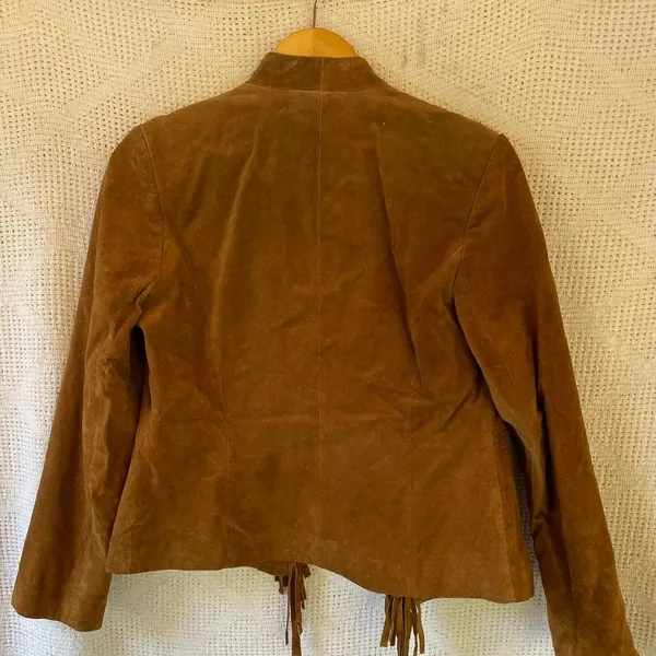 Vintage Christina Hope‎ Suede Leather Jacket Fringe - Image 5