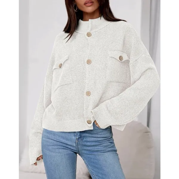 KIRUNDO Cardigan Button Up Oversized Sweater White L Size L - Image 4