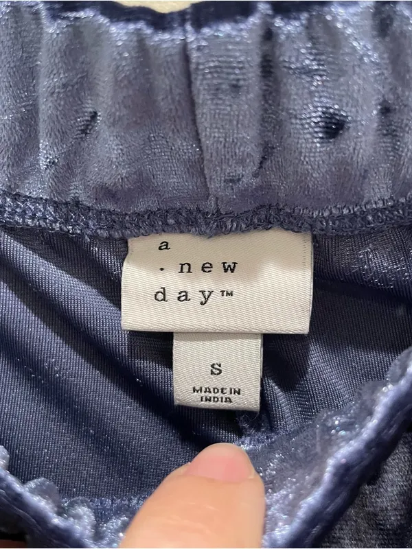 A New Day Crushed Velvet Wide Leg Pants Navy Blue Women’s Size Small Pull On NWT - Image 7