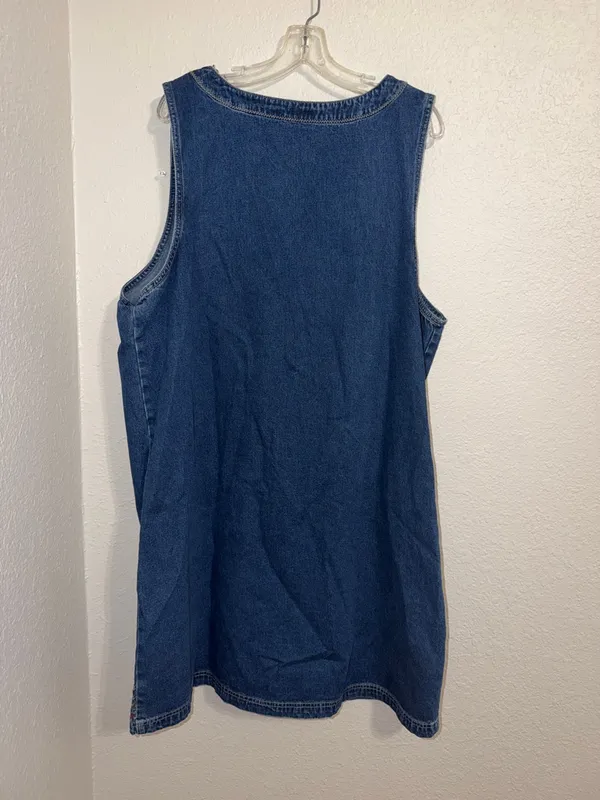 Vintage Jean dress embroidered Aztec designs geometric Denim Jumper cottagecore - Image 5