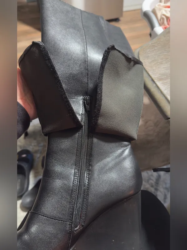 Target Black Women's Knee-High Heeled Boots with Buckle Strap - Image 7