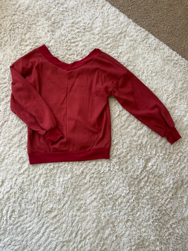 Amazon Off The Shoulder Sweater Red - Image 3