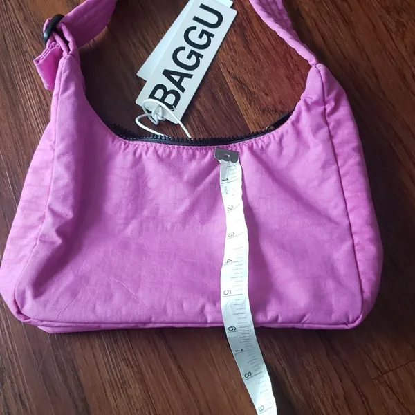 Baggu Extra Pink Chic Coquette Y2K Preppy Edgy Feminine Mini Nylon Shoulder Bag - Image 3
