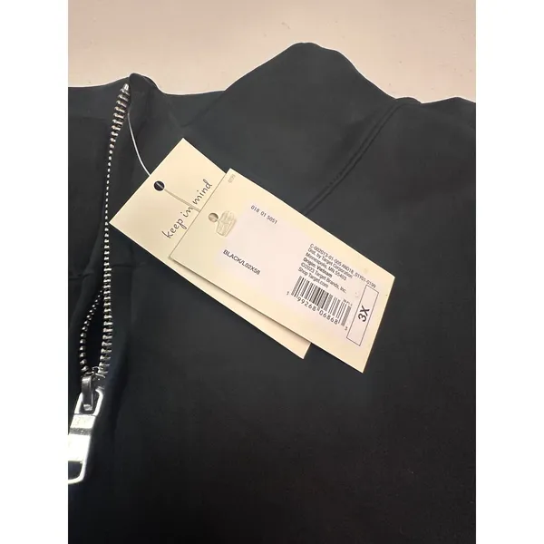 A New Day Womens 3X Black Full Zip Mock Neck Scuba Sweatshirt Jacket NWT - Image 5