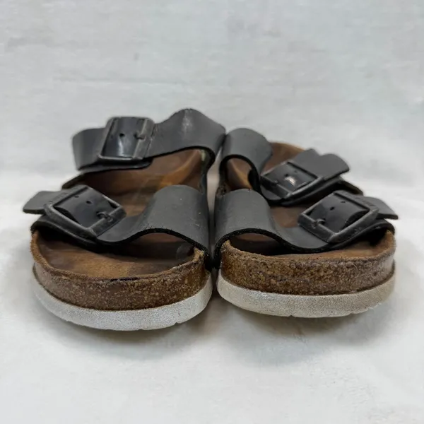 Birkenstock Arizona Leather Sandals Gray Two‎ Strap Slides EU 38N US 7 READ - Image 2