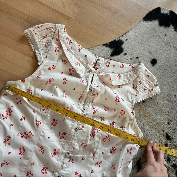FREE PEOPLE NWOT‎ White Beasley Mini Dress Floral Heart Print Size Small - Image 6