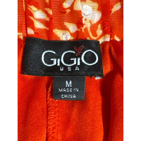 GiGiO Floral Sundress M Orange Smocked Tie Shoulder Ruffle Mini Dress Boho - Image 4