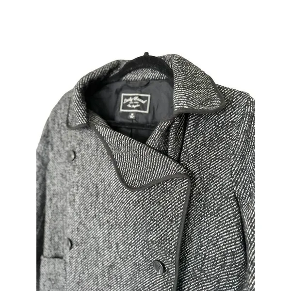 Lucky Brand Womens Coat Drape Front Wool Size Medium‎ Black Grey Jacket Button - Image 6